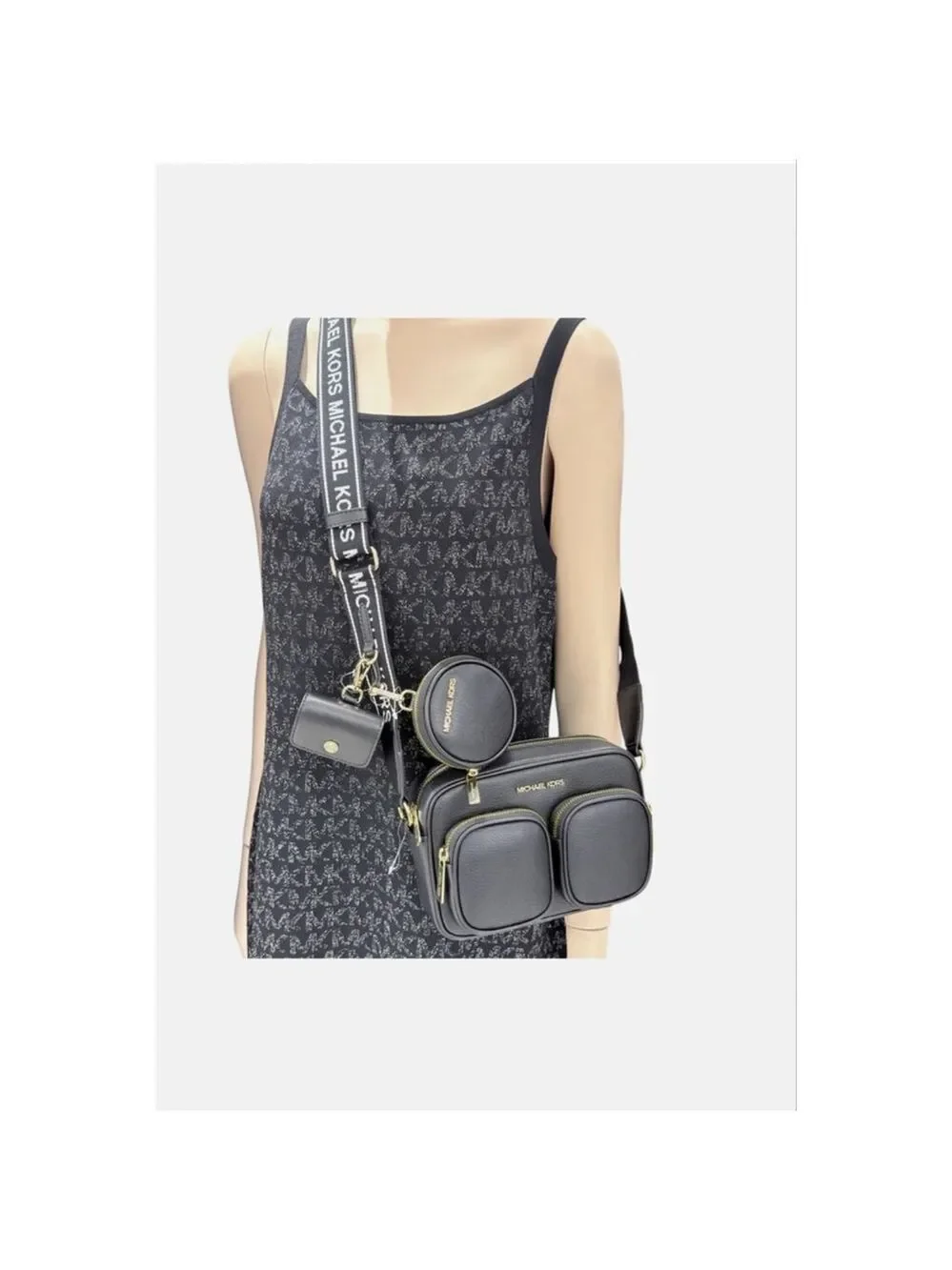 Michael Kors Black Crossbody Bag Gold Adjustable